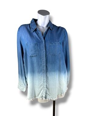 Blue Ombre Chambray Button-Down Split Back Shirt NO SIZE or MANUFACTURER TAG LRG